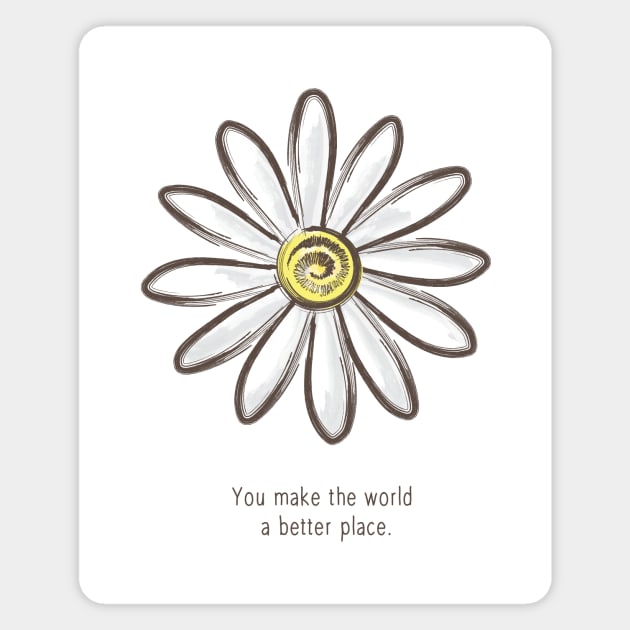 Watercolor Daisy Inspirational Quote Magnet by Amagoto